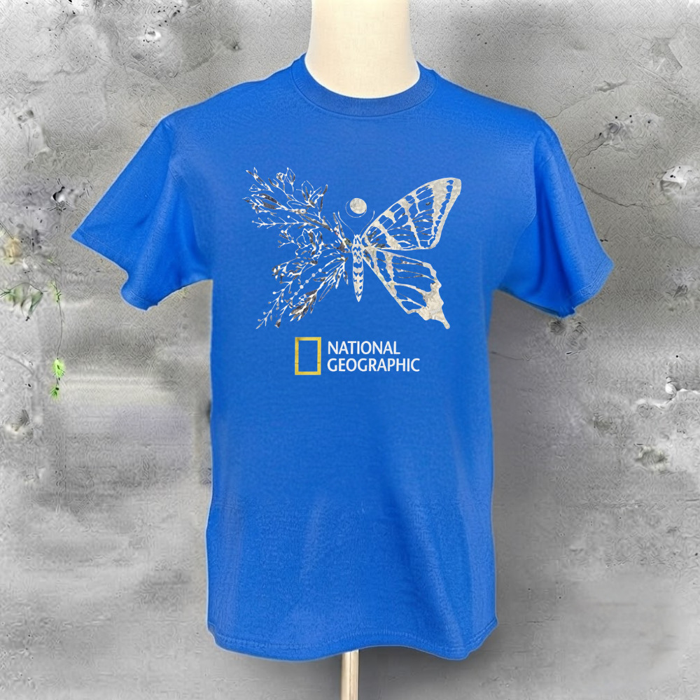 Botanical Butterfly Nature Wildlife Blue T-Shirt